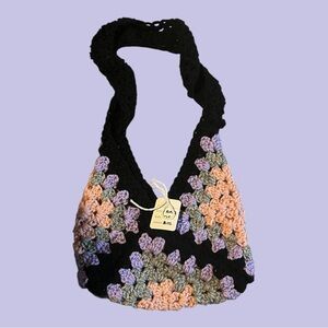 Chic Multicolor Crochet Hobo Bag